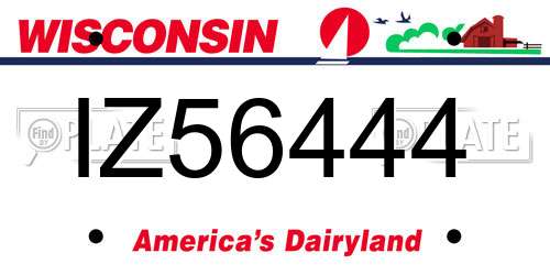 IZ56444 Wisconsin License Plate