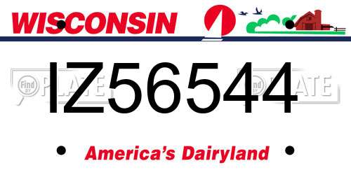 IZ56544 Wisconsin License Plate