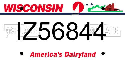 IZ56844 Wisconsin License Plate