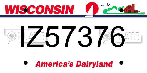 IZ57376 Wisconsin License Plate