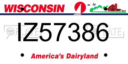IZ57386 Wisconsin License Plate