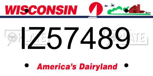 IZ57489 Wisconsin License Plate