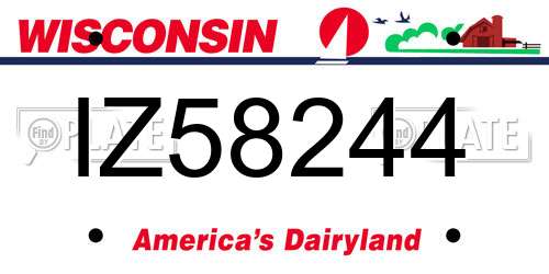 IZ58244 Wisconsin License Plate