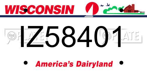 IZ58401 Wisconsin License Plate