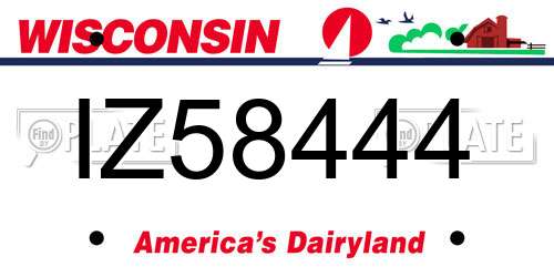 IZ58444 Wisconsin License Plate