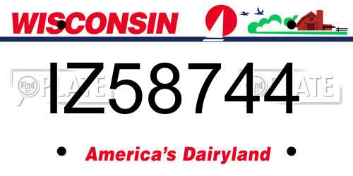 IZ58744 Wisconsin License Plate