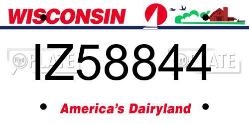 IZ58844 Wisconsin License Plate
