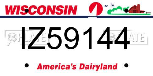 IZ59144 Wisconsin License Plate