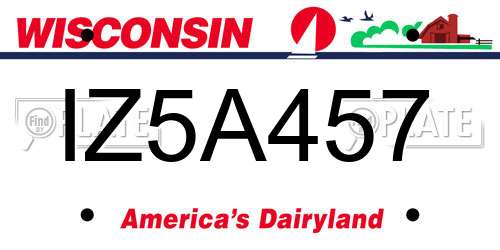 IZ5A457 Wisconsin License Plate