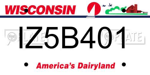 IZ5B401 Wisconsin License Plate