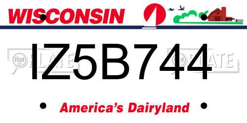 IZ5B744 Wisconsin License Plate