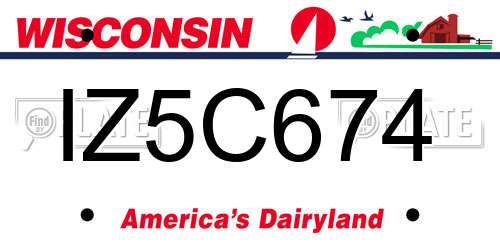 IZ5C674 Wisconsin License Plate
