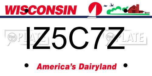 IZ5C7Z Wisconsin License Plate