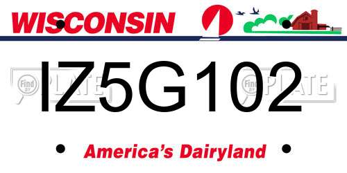 IZ5G102 Wisconsin License Plate