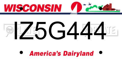 IZ5G444 Wisconsin License Plate