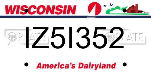 IZ5I352 Wisconsin License Plate