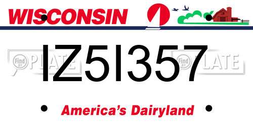 IZ5I357 Wisconsin License Plate