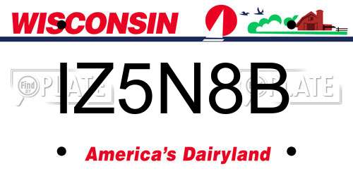 IZ5N8B Wisconsin License Plate