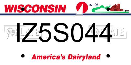 IZ5S044 Wisconsin License Plate