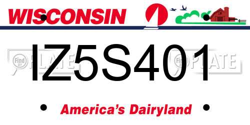 IZ5S401 Wisconsin License Plate
