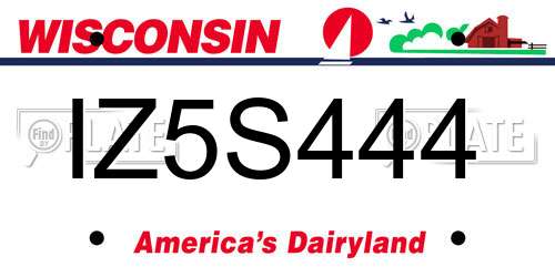 IZ5S444 Wisconsin License Plate