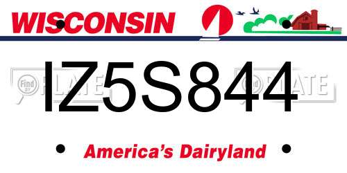 IZ5S844 Wisconsin License Plate