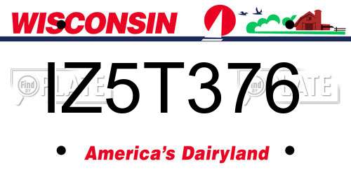 IZ5T376 Wisconsin License Plate