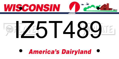 IZ5T489 Wisconsin License Plate