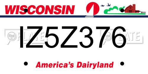IZ5Z376 Wisconsin License Plate