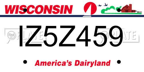 IZ5Z459 Wisconsin License Plate