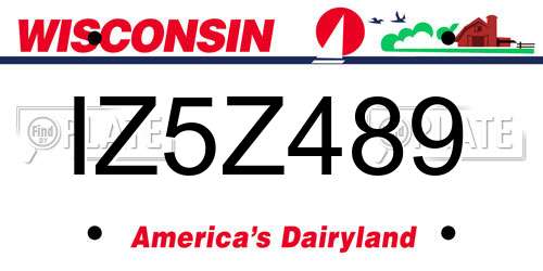 IZ5Z489 Wisconsin License Plate