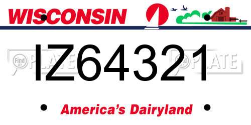 IZ64321 Wisconsin License Plate