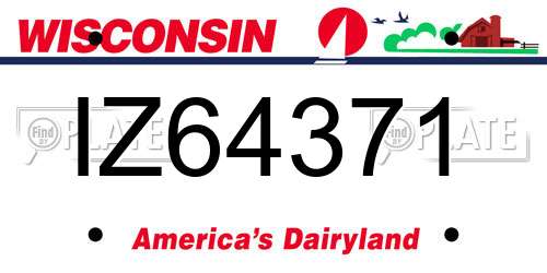 IZ64371 Wisconsin License Plate