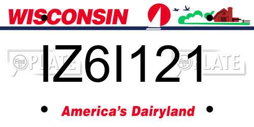 IZ6I121 Wisconsin License Plate