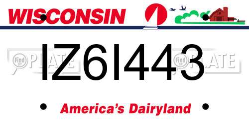 IZ6I443 Wisconsin License Plate