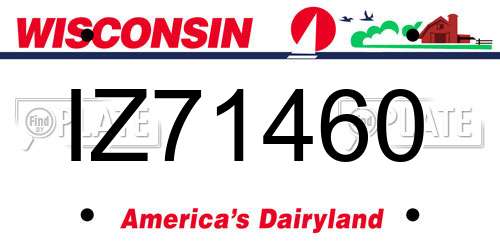 IZ71460 Wisconsin License Plate