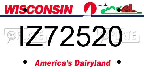IZ72520 Wisconsin License Plate