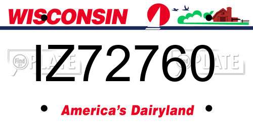 IZ72760 Wisconsin License Plate