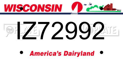 IZ72992 Wisconsin License Plate