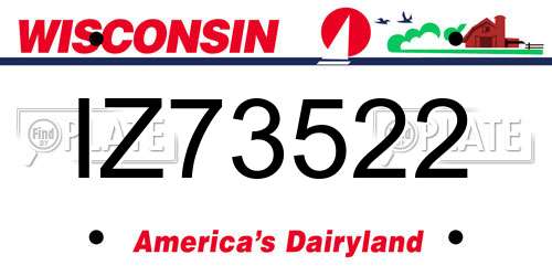 IZ73522 Wisconsin License Plate
