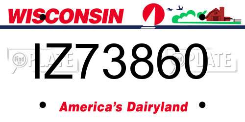 IZ73860 Wisconsin License Plate
