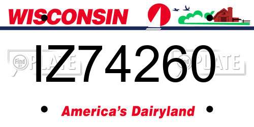 IZ74260 Wisconsin License Plate