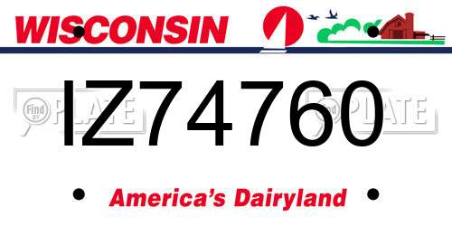 IZ74760 Wisconsin License Plate