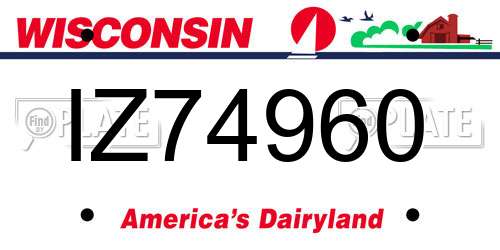 IZ74960 Wisconsin License Plate