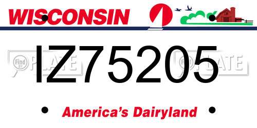 IZ75205 Wisconsin License Plate