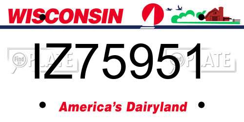 IZ75951 Wisconsin License Plate