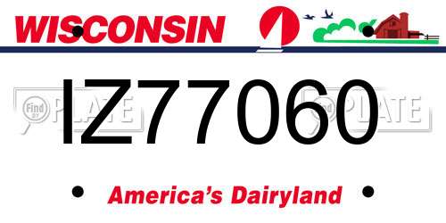 IZ77060 Wisconsin License Plate
