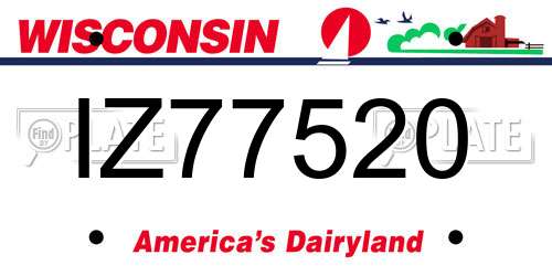 IZ77520 Wisconsin License Plate