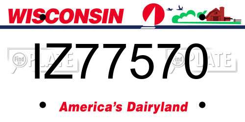 IZ77570 Wisconsin License Plate