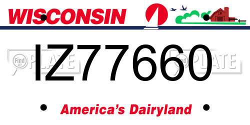 IZ77660 Wisconsin License Plate